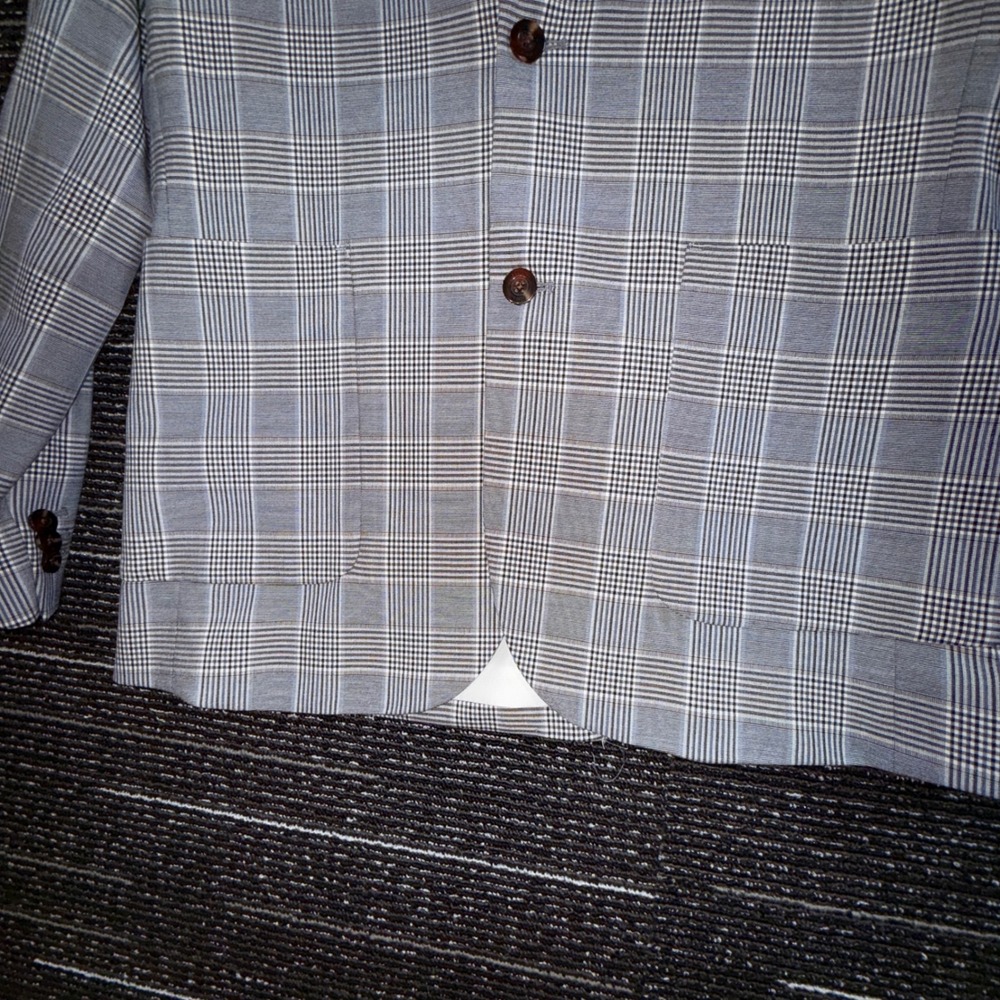 Houston White Plaid Blazer Shorts Set Women M NWT Grey Glen Check Suit - Picture 8 of 16